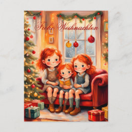 Drei Schwestern freuen sich über ihr neues Buch Postkarte