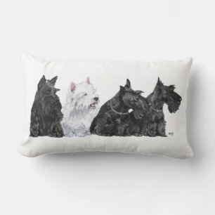 Drei Scotties und ein Westie Lendenkissen