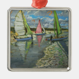 Drei Segelboot-Schrei-Dünen Frankreich Silbernes Ornament