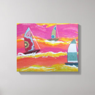 Drei Segelboote gekreist Canvas Print Leinwanddruck
