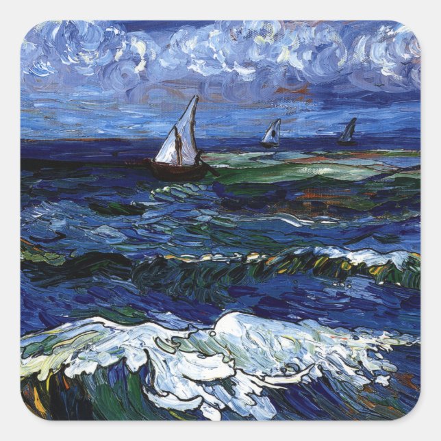 Drei Segelboote Quadratischer Aufkleber (Vorderseite)