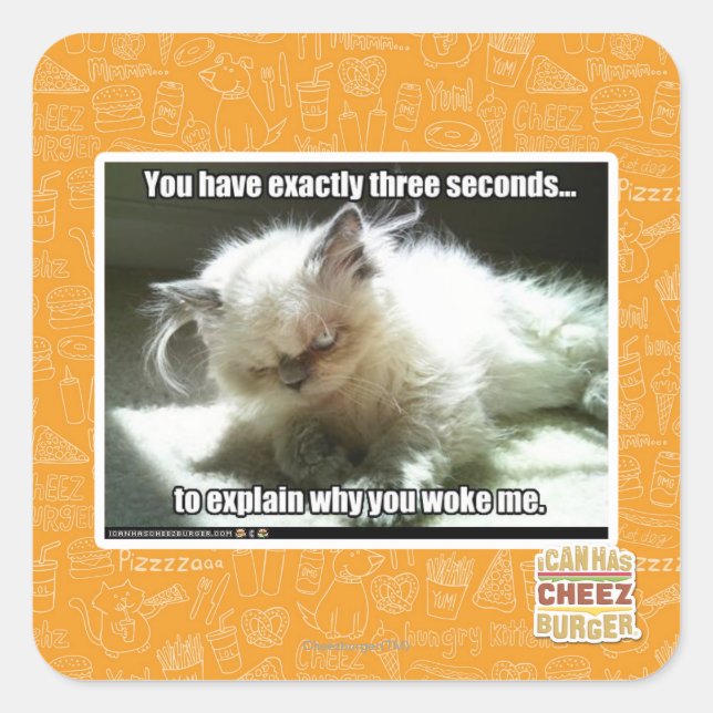 Drei Sekunden Quadratischer Aufkleber (Vorderseite)