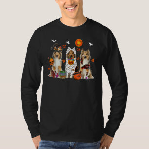 Drei Shetland Sheepdog Hunde Hexe Gruselige Mumie T-Shirt