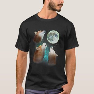 Drei Shiba Inu Hunde Howl am Mond 3 Wolfs T-Shirt