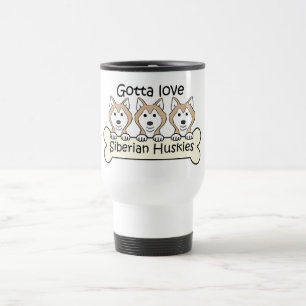 Drei sibirischer Huskies Reisebecher