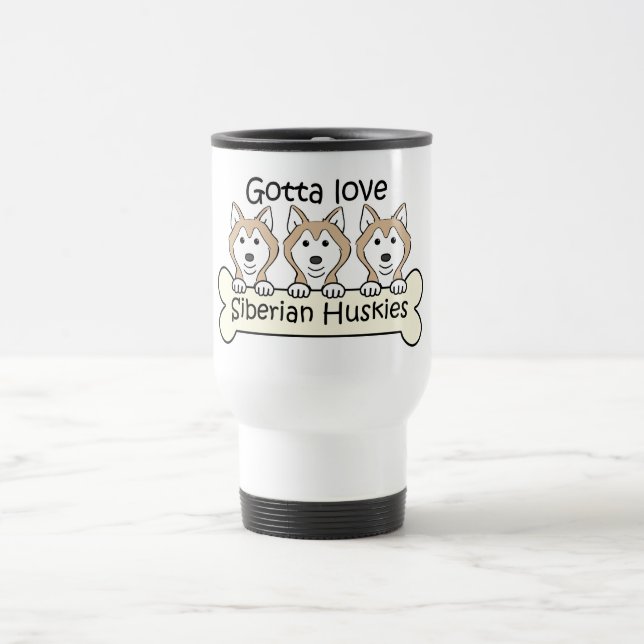 Drei sibirischer Huskies Reisebecher (Mittel)