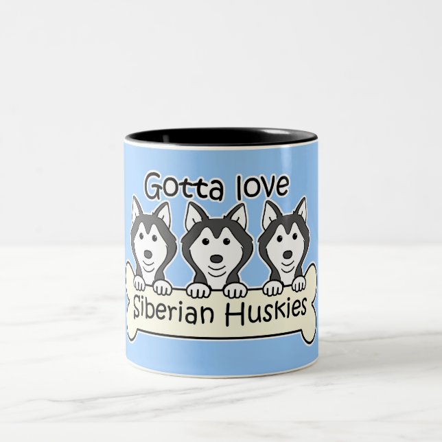 Drei sibirischer Huskies Zweifarbige Tasse (Mittel)