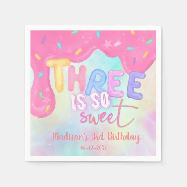 drei sind so süß rosa Zuckerguss Napkins Serviette (Vorderseite)