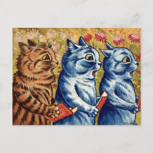 Drei singende Katzen. Gouache von Louis Wain,  Postkarte