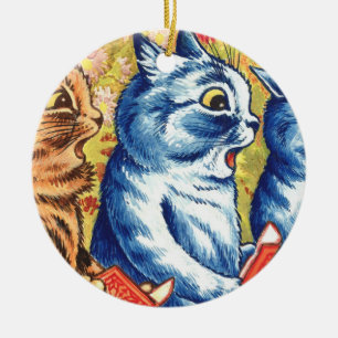 Drei singende Katzen von Louis Wain Keramik Ornament