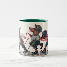 Drei Skaten-Dackeln - ein anthropomorpher Hund Zweifarbige Tasse
