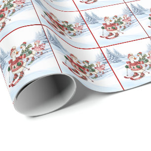 Drei Skifahrende Enten Feiertag Geschenkpapier