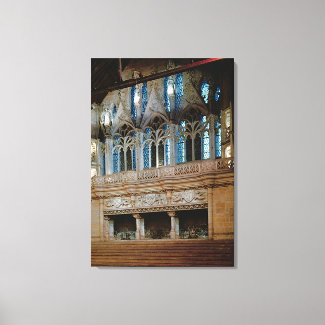 Drei skulpturierte Kamine in der Salle Leinwanddruck (Vorderseite)