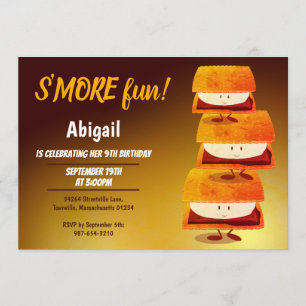 Drei S'mores Cartoon Kindergeburtstag Einladung
