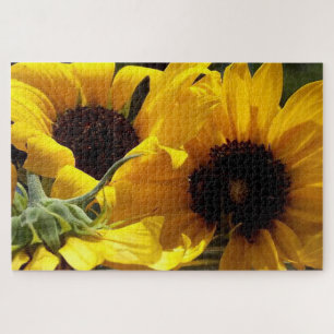 Drei Sonnenblumen Botanische Kunstfotografie Puzzle
