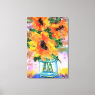 Drei Sonnenblumen Canvas Print - Kunstmalerei Leinwanddruck