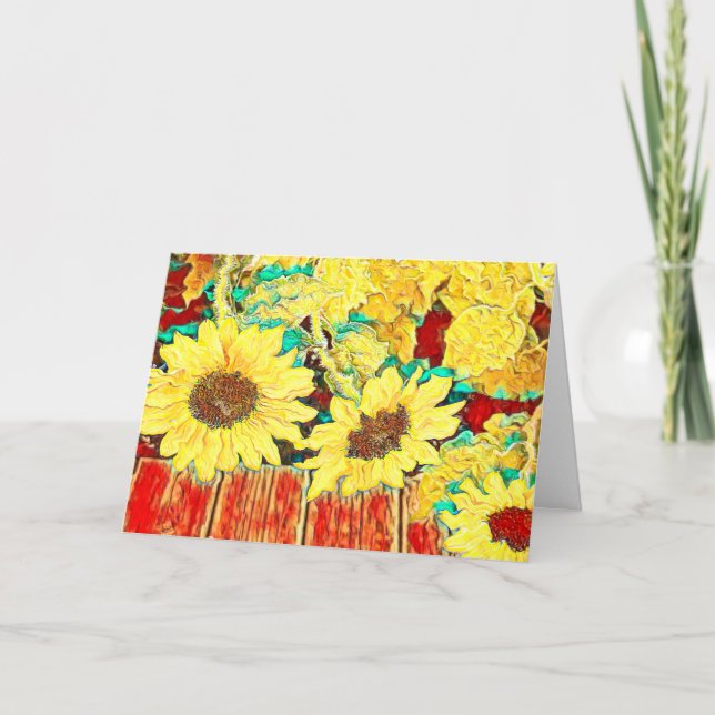 Drei Sonnenblumen Dankeskarte (Vorderseite)