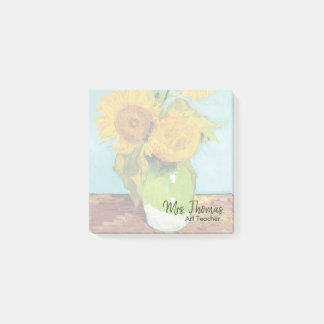 Drei Sonnenblumen fertigten Post-Itanmerkungen 3x3 Post-it Klebezettel