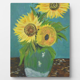 Drei Sonnenblumen in einer Vase, van Gogh Fotoplatte