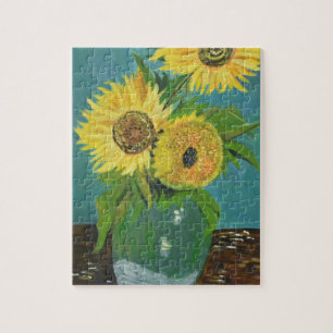 Drei Sonnenblumen in einer Vase, van Gogh Puzzle