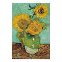 Drei Sonnenblumen in einer Vase, Vincent van Gogh.