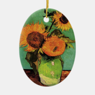 Drei Sonnenblumen in einer Vase Vincent van Gogh Keramik Ornament