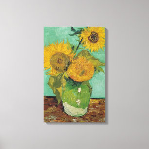 Drei Sonnenblumen in einer Vase, Vincent van Gogh. Leinwanddruck
