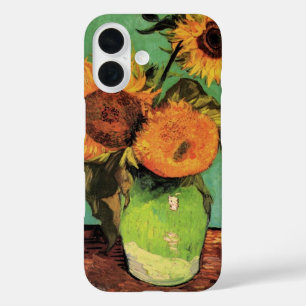 Drei Sonnenblumen in einer Vase von Vincent van Go iPhone 16 Hülle