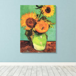 Drei Sonnenblumen in einer Vase von Vincent van Go Leinwanddruck