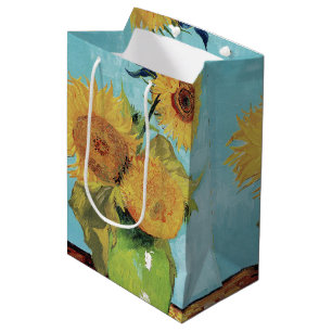 Drei Sonnenblumen in einer Vase von Vincent van Go Mittlere Geschenktüte