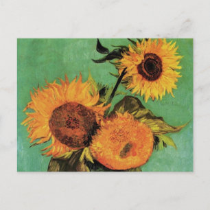 Drei Sonnenblumen in einer Vase von Vincent van Go Postkarte