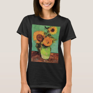 Drei Sonnenblumen in einer Vase von Vincent van Go T-Shirt