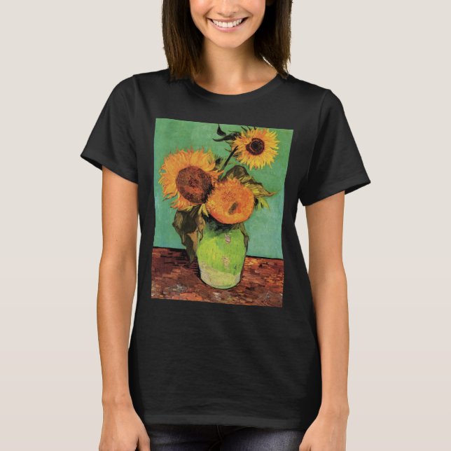 Drei Sonnenblumen in einer Vase von Vincent van Go T-Shirt (Vorderseite)