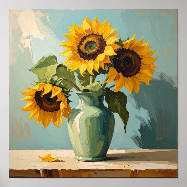 Drei Sonnenblumen nach Van Gogh Poster (Vorne)
