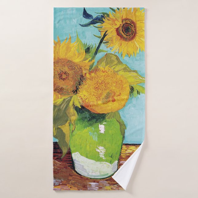 Drei Sonnenblumen, Van Gogh Badehandtuch (Badehandtuch)