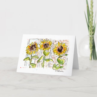 Drei Sonnenblumen Wasserfarben-Grußkarte Karte