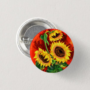 Drei Sonnenblumenknopf Button