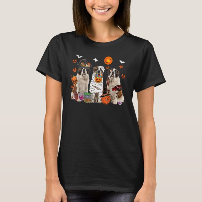 Drei St. Bernard Hunde Hexe Beängstigendes Mummy H T-Shirt (Vorderseite)