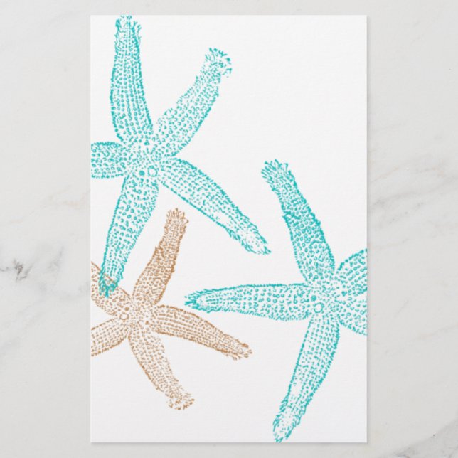 Drei Starfish Aquamarin und Tan (Vorderseite)