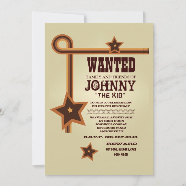Drei Stern-Western-Einladung Einladung (Vorderseite)