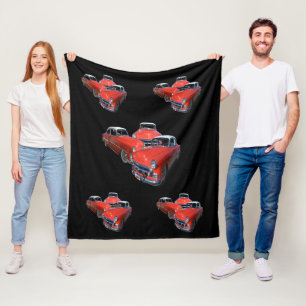 Drei stilvolle rote und weiße Oldtimer, Fleecedecke
