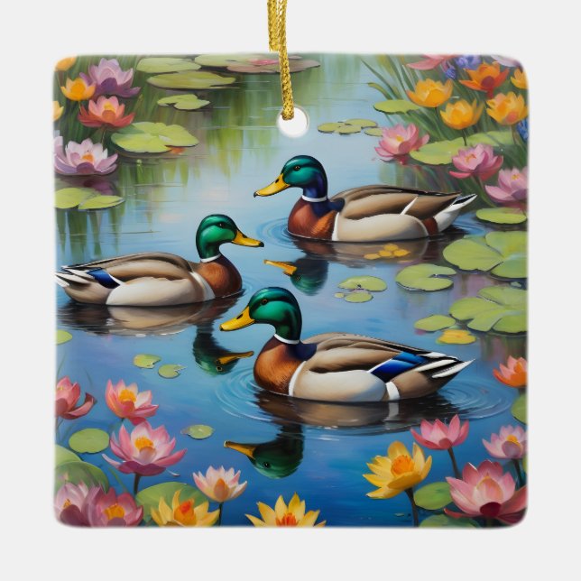 Drei Stockenten Keramikornament (Vorderseite)