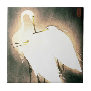 Drei Storch-Japaner Woodblock Kunst Ukiyo-E Fliese