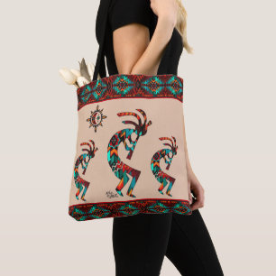 Drei Südwest Kokopelli und Sonnen-Tasche