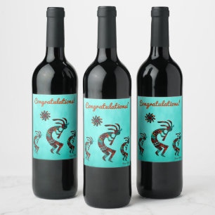 Drei-Südwesten-Kokopelli-Weinkarte Weinetikett