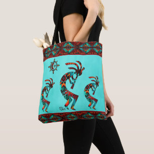Drei südwestliche Kokopelli und Sun Tote Bag