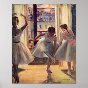 Drei Tänzer in einem Übungsraum von Edgar Degas Poster