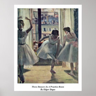 Drei Tänzer in einem Übungsraum von Edgar Degas Poster