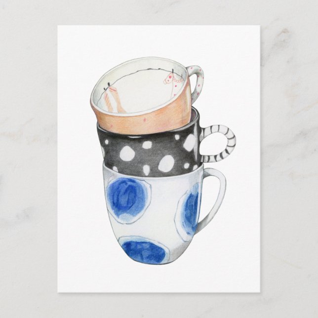 Drei Tasse Postkarte (Vorderseite)