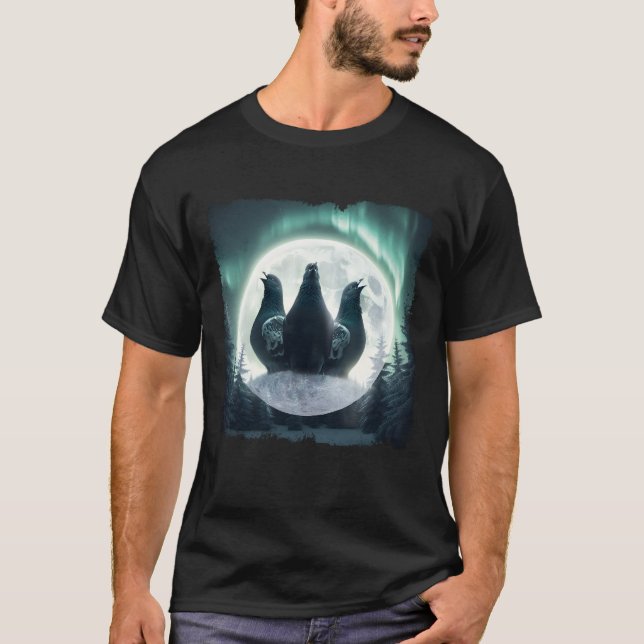 Drei Tauben heulen auf dem Mond Parody 3 Wolf Mo T-Shirt (Vorderseite)